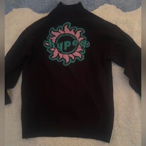 Black Mockneck Graphic Sweater